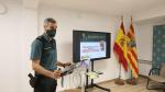 Francisco Pulido, teniente coronel de la Comandancia de la Guardia Civil de Huesca, en la presentación de la campaña contra los ciberdelitos que han lanzado junto con la Delegación del Gobierno y las tres diputaciones provinciales.