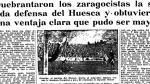 Recorte de la crónica publicada en HERALDO DE ARAGÓN del primer derbi aragonés.