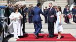 Los Reyes Felipe y Letizia reciben al emir de Catar, Tamim Bin Hamad Al Thani, y a la jaquesa, Jawaher Bint Hamad Bin Suhaim Thani, en el Palacio Real