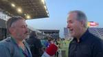 Jorge Mas, presidente del Real Zaragoza, entrevistado en la pasada madrugada en el partido Inter de Miami-Barcelona disputado en Estados Unidos.