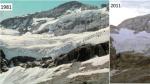 Imagen del glaciar de Monte Perdido en verano de 1981 y en 2011.