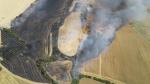 Vista aérea del incendio agrícola en Sos del Rey Católico.
