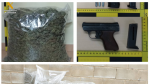 Armas y droga decomisadas tras un registro en Garrapinillos
