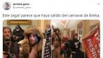 Uno de los tuits que compara a uno de los protagonistas del asalto al Capitolio con los populares personajes del Carnaval de Bielsa.