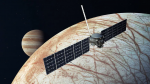 Ilustración de la sonda 'Europa Clipper' sobre la luna Europa
