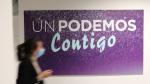 Cartel de Unidas Podemos en su sede de Madrid