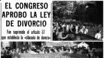 Noticia de la probación de la ley del divorcio e imágenes de la manifestación feminista del 22 de junio de 1978.