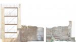 Torre de la Bombardera de Teruel y, a la derecha, tramo de la primitiva muralla de tapial.