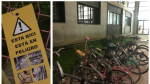 Una imagen del aviso que se encontró en su bici un estudiante a su salida de la Facultad.