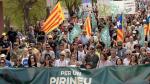 Manifestación en Puigcerdà (Gerona) contra la celebración de los JJ. OO. en el Pirineo.