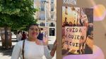 Karen Urrutia, este miércoles en la plaza de España.