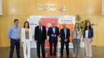 Representantes de Fundación Ibercaja, Fundación CAI y Cáritas Aragón-La Rioja, tras la firma del acuerdo.