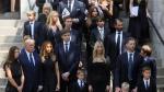 Former U.S. President Donald Trump's wife Melania, his son Barron, his daughter Ivanka and her husband Jared Kushner leave St. Vincent Ferrer Church during the funeral of Ivana Trump, socialite and Trump's first wife, in New York City, U.S., July 20, 2022. REUTERS/Brendan McDermid PEOPLE-IVANA TRUMP/FUNERAL