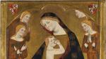La pintura formó parte del retablo de una de las capillas de la iglesia de Tobed. Es obra de Jaime Serra, pintor que hizo otros dos retablos para el templo, y que tampoco se conservan allí.