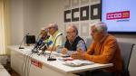 Representantes de las federaciones de pensionistas de UGT y CC. OO. Carmen Ledesma, Tomás Yago, Manuel Martín y Benito Carrera.