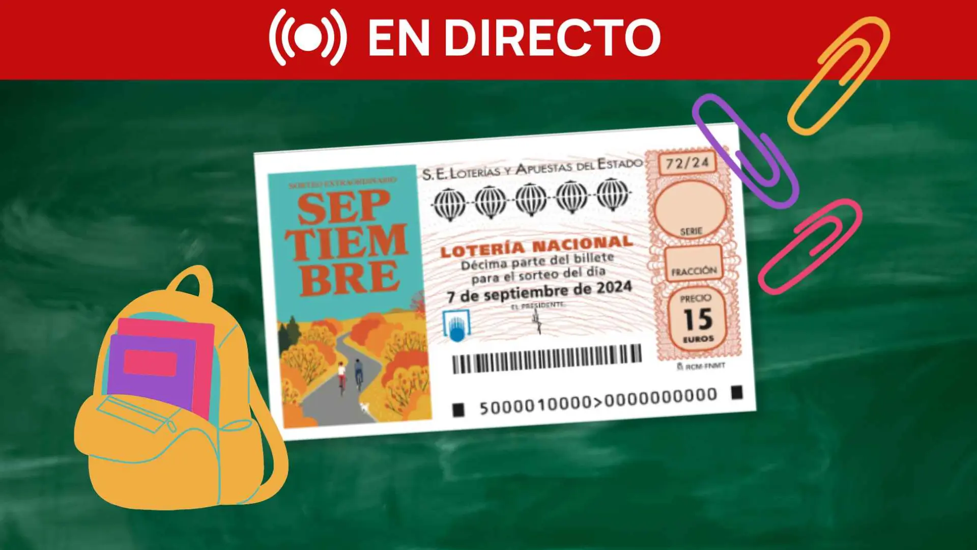 Comprobar Sorteo Extraordinario Lotería Nacional hoy 7 de septiembre, en directo