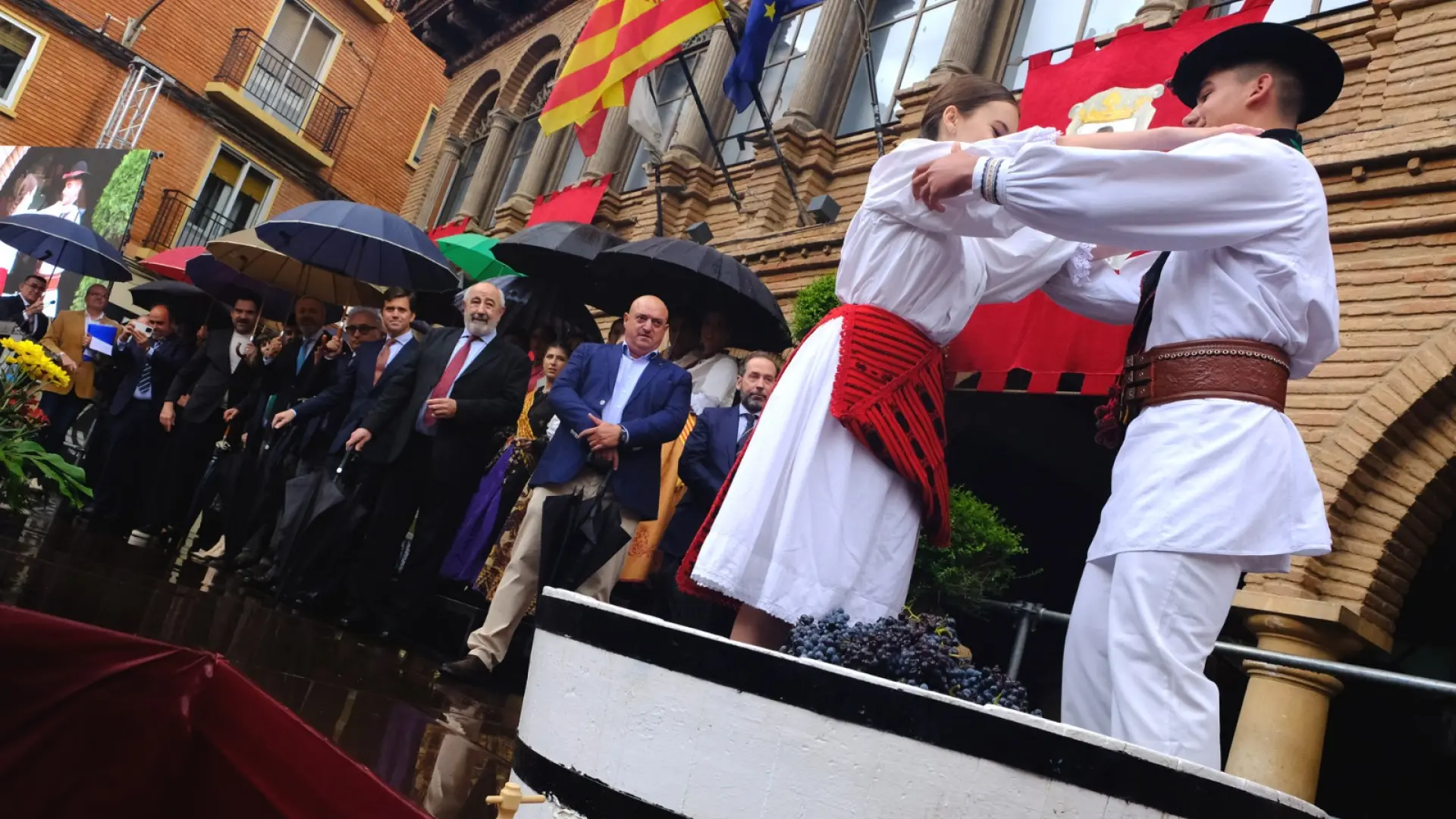 La fiesta del vino de Cariñena le gana la batalla al agua