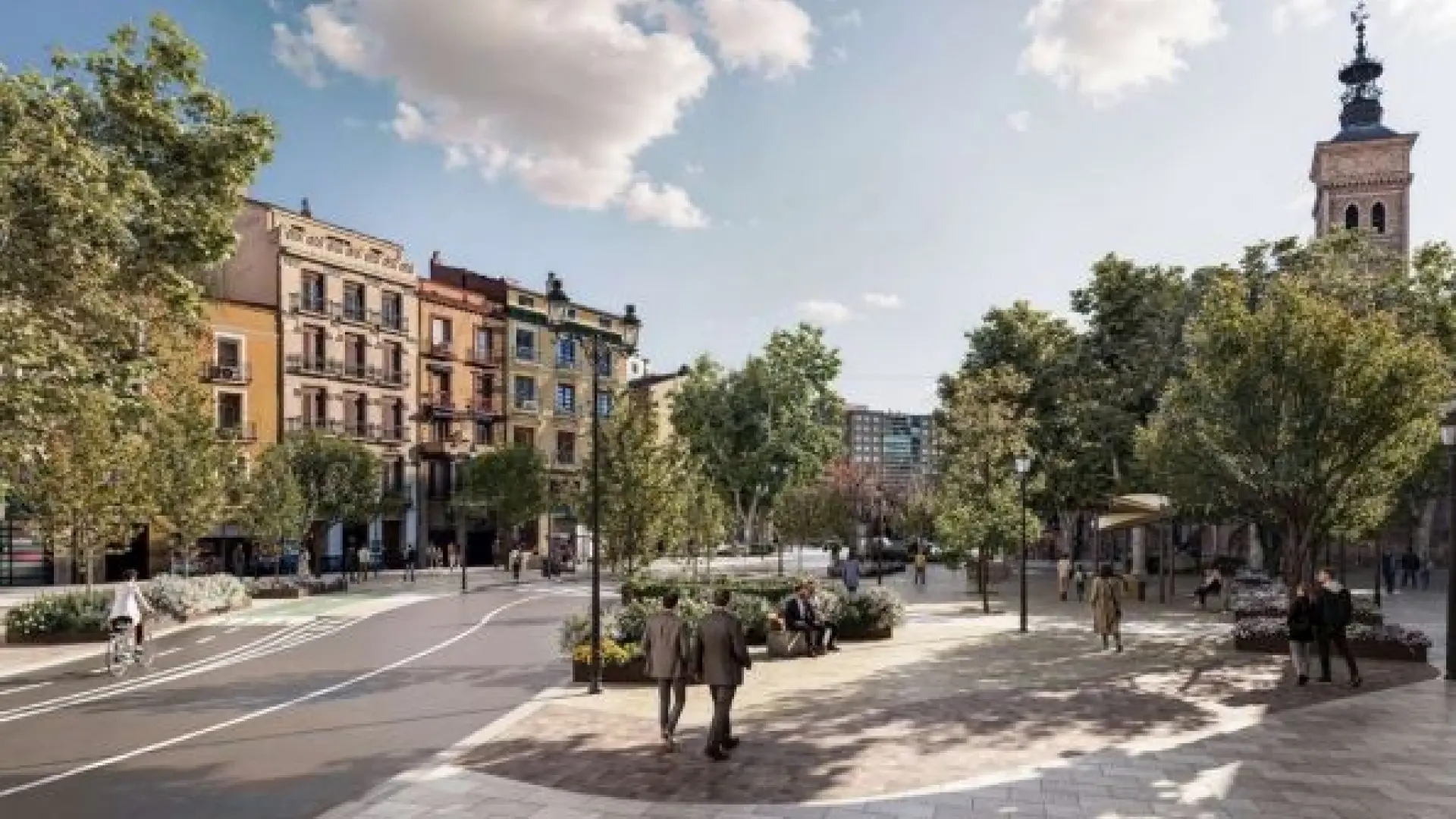 Lo más curioso de la nueva plaza de san miguel de zaragoza: perales, 'lluvia' artificial y ¿restos arqueológicos?