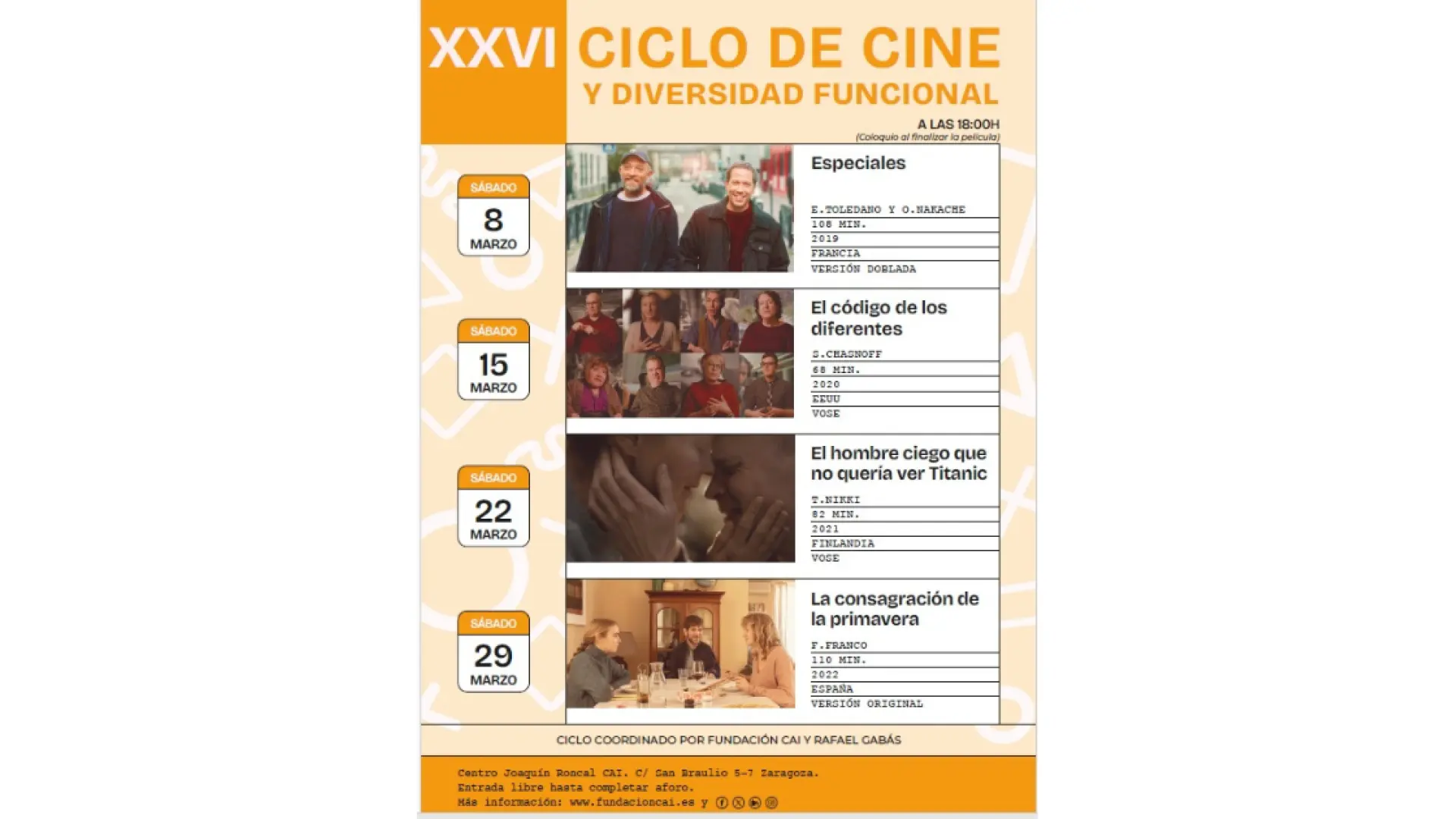 Arranca el Ciclo de Cine y Diversidad Funcional de Fundación CAI