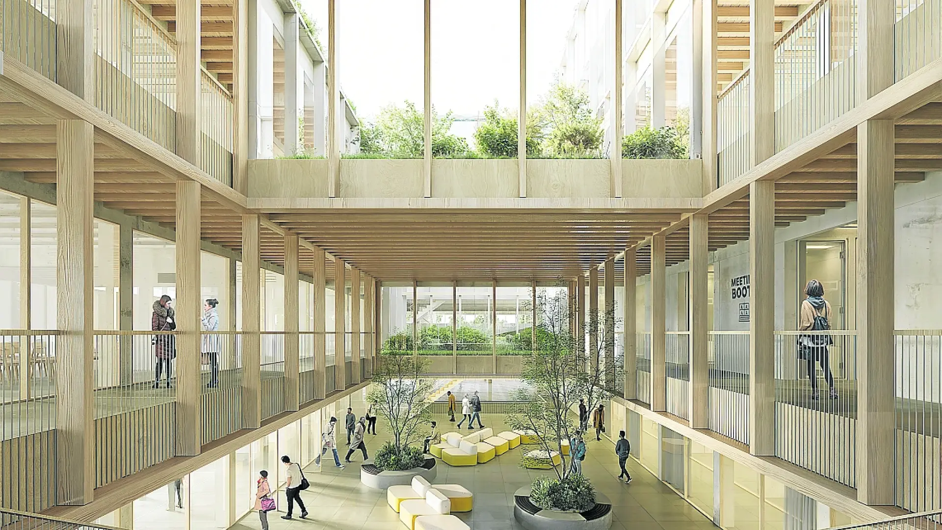 Un gran atrio o ágora verde, pieza central del nuevo edificio de FP del ...
