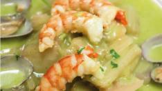 Cardo con almejas y gambas.