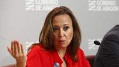 La consejera de Educación, Mayte Pérez, y el secretario técnico del Departamento, Felipe Faci, durante la presentación de la nueva oferta de FP