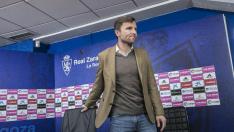 Lalo Arantegui, al concluir su rueda de prensa este martes en La Romareda.