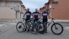 Javier Gimeno, Fernando Pérez, Miguel Robres, componentes del equipo BTT Berrellén