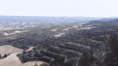 El incendio de la sierra de Alcubierre, entre Leciñena y Perdiguera, ha quemado 1.200 hectáreas