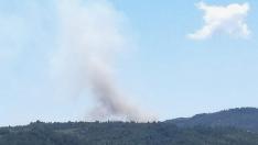 Columna de humo que se avista desde Laguarta.