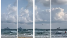 Imágenes extraídas de un vídeo en el que se puede ver como el avión se precipita en picado hacia el mar