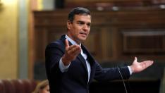 l presidente del Gobierno en funciones, Pedro Sánchez, durante interviene este miércoles en el pleno del Congreso