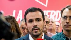 El coordinador federal de IU, en declaraciones a los medios de comunicación hace unos días en Sevilla.