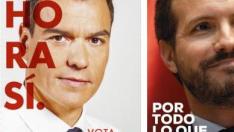 Carteles de PSOE, PP y Ciudadanos para la actual campaña electoral.