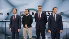 Los candidatos en el debate electoral de la pasada primavera.