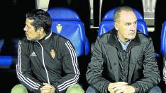 Víctor Fernández en el banquillo del Real Zaragoza