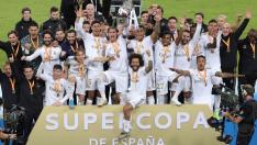 El Real Madrid, tras ganar la Supercopa dente al Atlético en Arabia Saudí.