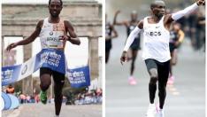 Kenenisa Bekele (i) y Eluid Kipchoge (d) se enfrentarán en el maratón de Londres.
