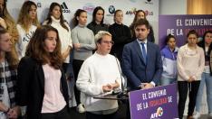rueda de prensa de las jugadoras de Primera División celebrada en la sede de la Asociación de Clubes de Fútbol Femenino