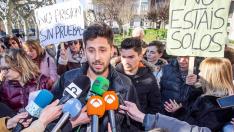 Los condenados por el caso Arandina, a su salida este lunes de la Audiencia Provincial de Burgos.