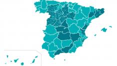 Mapa de desescalada en España