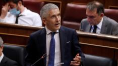 Marlaska, durante su intervención en la sesión de control al Ejecutivo en el Congreso.