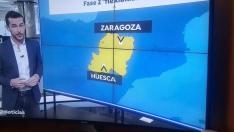 Captura del informativo de Antena 3, con un mapa de Aragón 'flexibilizado'.