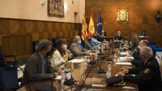 La consejera de Sanidad, Sira Repollés, en la reunión de la Junta de Seguridad de Zaragoza