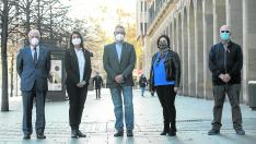 Los convocantes de la movilización: José María Marín, Rosa de Lima San Nicolás, José Luis Sampériz, Concepción Ibáñez y Miguel Malla.