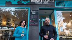 Natalia Martínez y Rubén Marín, fundadores de Amontillado winebar y tienda.
