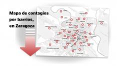 Mapa del coronavirus en los barrios de Zaragoza. Recurso