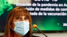 Rueda de prensa de Sira Repollés para anunciar las nuevas medidas por el coronavirus en Aragón. gsc