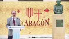 El presidente Lambán este domingo en Ejea de los Caballeros.