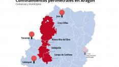 Gráfico de zonas de Aragón confinadas